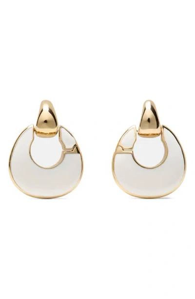 Kate Spade New York Enamel Drop Hoop Earrings In Gray