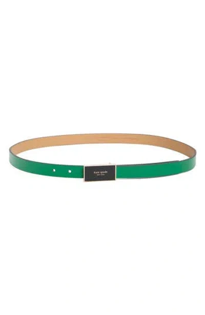Kate Spade New York Enamel Logo Plaque Belt In Forest Glen