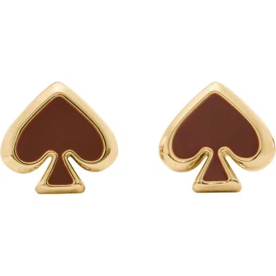 Kate Spade New York Enamel Spade Stud Earrings In Chocolate Truffle