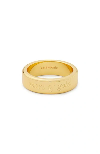 Kate Spade Engraved Idiom Script Band Ring In Gold.