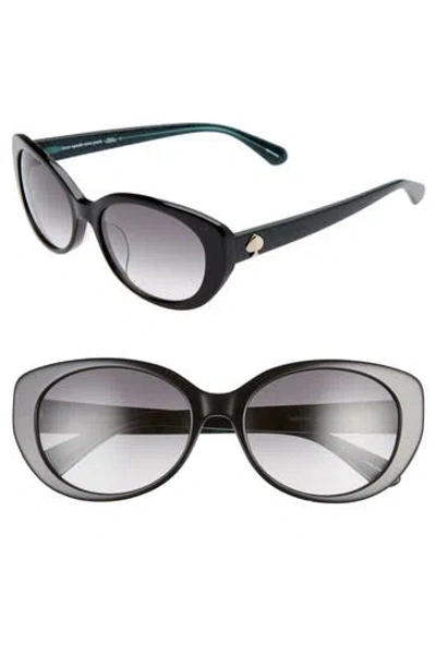 Kate Spade New York Everett 56mm Special Fit Gradient Cat Eye Sunglasses In Black