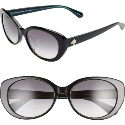 Kate Spade New York Everett 56mm Special Fit Gradient Cat Eye Sunglasses In Z/dnublack/dkgrey Gradient
