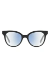 Kate Spade New York Everlee 50mm Blue Light Blocking Reading Glasses In Black Beige/demo Lens