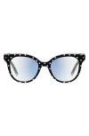 Kate Spade New York Everlee 50mm Blue Light Blocking Reading Glasses In Pattern Black/demo Lens