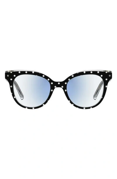 Kate Spade New York Everlee 50mm Blue Light Blocking Reading Glasses In Pattern Black/demo Lens