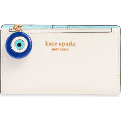 Kate Spade New York Evil Eye Spazzolato Leather Card Case In Sand