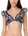 Kate Spade New York Eyelet Ruffle Bikini Top In Black