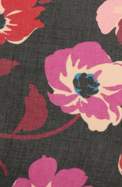 Kate Spade New York Fall Poppies Silk Ruana In Black