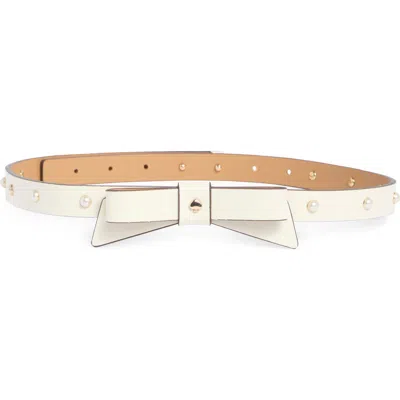 Kate Spade New York Faux Pearl Bow Belt In Cream