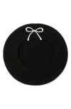 Kate Spade New York Faux Pearl Bow Beret In Black