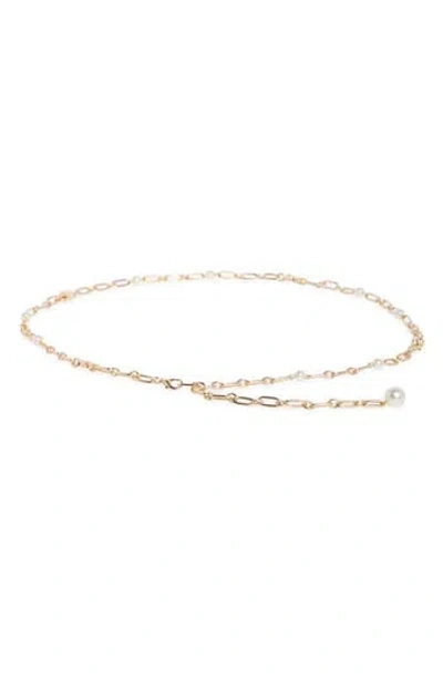 Kate Spade New York Faux Pearl Charm Chain Belt In Gold