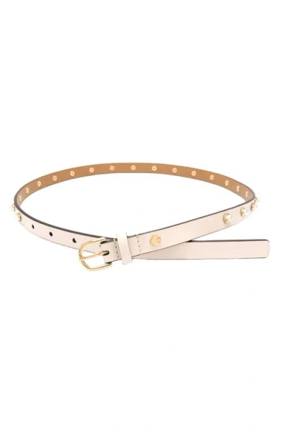 Kate Spade New York Faux Pearl Halo Stud Leather Belt In Transparent