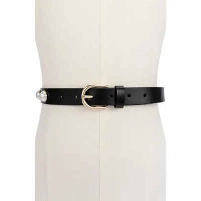 Kate Spade New York Faux Pearl Leather Belt In Black