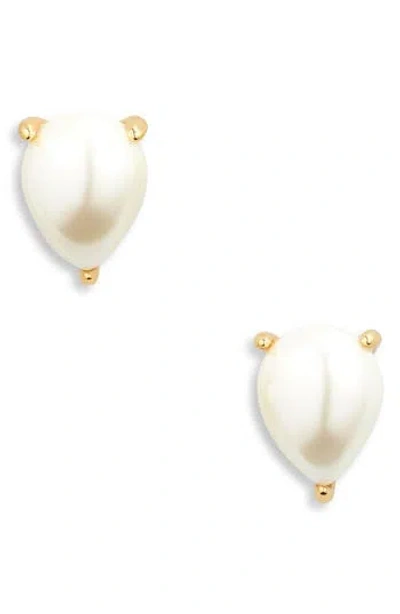 Kate Spade New York Faux Pearl Stud Earrings In Cream/gold