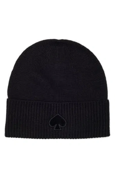 Kate Spade New York Flocked Spade Beanie In 001 Black