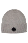 Kate Spade New York Flocked Spade Beanie In 031 Heather Grey
