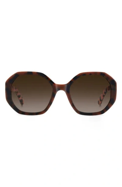 Kate Spade New York Flynnie 54mm Geometric Sunglasses In Brown Pink Havana/brown