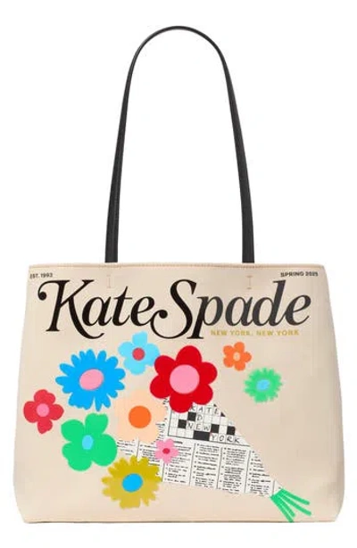 Kate Spade New York Fresh Picks Canvas Tote In Brown