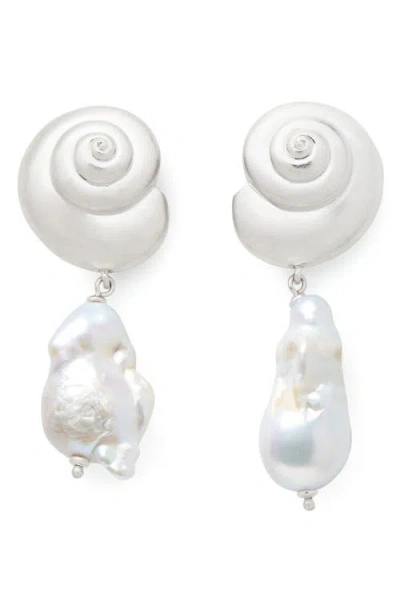 Kate Spade New York Freshwater Pearl Drop Earrings In Silver
