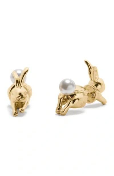Kate Spade Gold-tone Secret Garden Front Back Bunny Stud Earrings