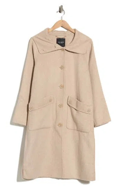 Kate Spade New York Funnel Neck Wool Blend Coat In Neutral