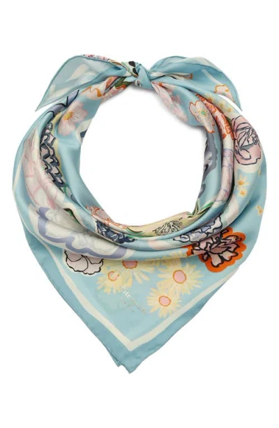 Kate Spade New York Garden Floral Silk Square Scarf In Blue