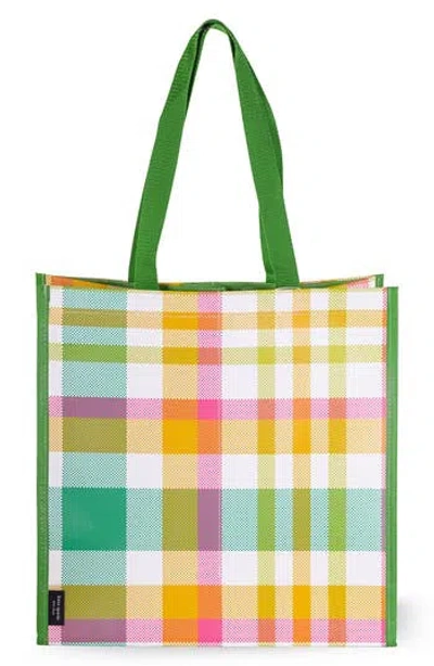 Kate Spade New York Garden Plaid Grocery Tote In Green Multi