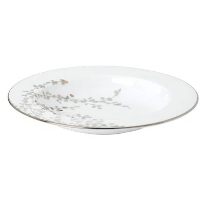 Kate Spade New York Gardner Street Platinum Rim Soup In White/platinum