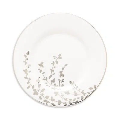 Kate Spade New York Gardner Street Platinum Tea Saucer In White/platinum