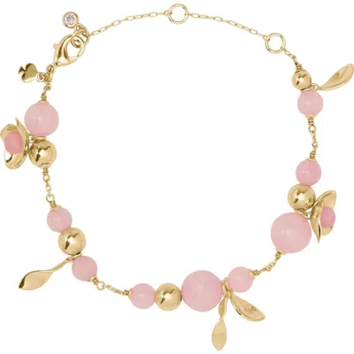 Kate Spade New York Gilded Garden Flower Charm Bracelet In Burgundy