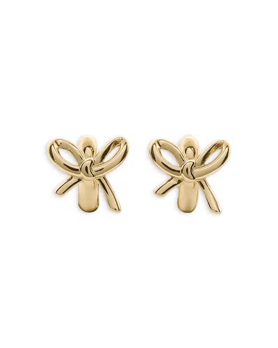 Kate Spade New York Girlie Pearlie Bow Huggie Hoop Earrings In Gold