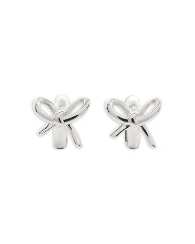 Kate Spade New York Girlie Pearlie Bow Huggie Hoop Earrings In Gray