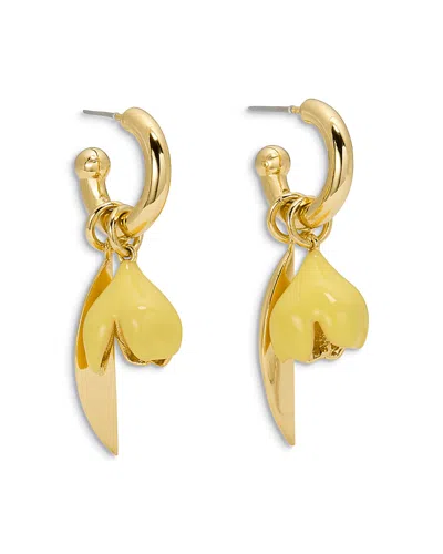 Kate Spade New York Golden Bloom Flower Charm Hoop Earrings In Green