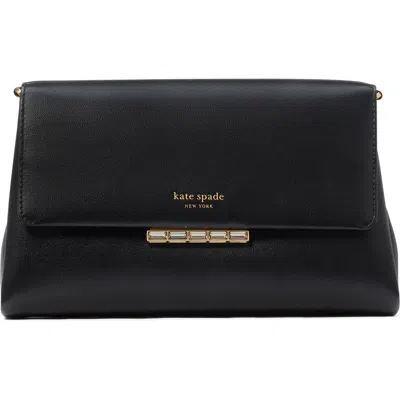 Kate Spade New York Grace Embellished Lock Leather Crossbody Bag In Black