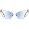 Kate Spade New York Gracelyn 54mm Blue Light Blocking Cat Eye Reading Glasses In Crystal/demo Lens