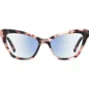 Kate Spade New York Gracelyn 54mm Blue Light Blocking Cat Eye Reading Glasses In Pink Havana/demo Lens