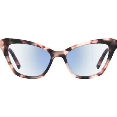 Kate Spade New York Gracelyn 54mm Blue Light Blocking Cat Eye Reading Glasses In Pink Havana/demo Lens