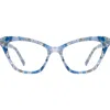 Kate Spade New York Gracelyn 54mm Blue Light Blocking Rectangular Reading Glasses In Blue