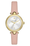 Kate Spade Women's Gracie Round Three-hand Pink Leather Watch, 32mm In Pink