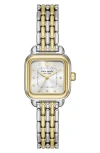 Kate Spade Women's Gracie Square Three-hand Two-tone Stainless Steel Watch, 25mm In Two Tone