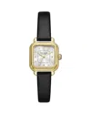 Kate Spade Women's Gracie Square Three-hand Black Leather Watch, 25mm In Gold/black
