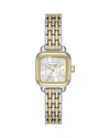 Kate Spade Women's Gracie Square Three-hand Two-tone Stainless Steel Watch, 25mm In Silver/two Tone