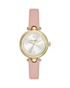 Kate Spade Gracie Round Leather Watch In Pink
