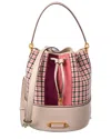 Kate Spade New York Gramercy Racing Stripe Plaid Twill Medium Bucket Bag In Gray