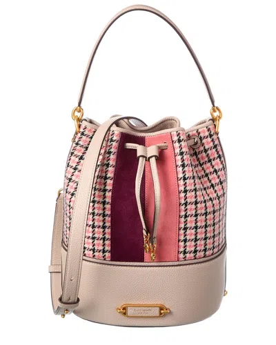 Kate Spade New York Gramercy Racing Stripe Plaid Twill Medium Bucket Bag In Gray