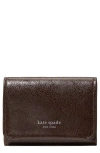 Kate Spade New York Halo Glazed Leather Card Case In Brown