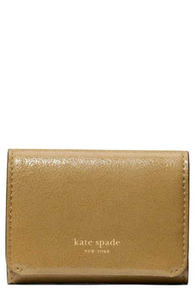 Kate Spade New York Halo Glazed Leather Card Case In Green