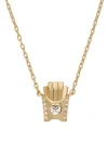 Kate Spade Cubic Zirconia Happy Fry-day Pendant Necklace In Gold