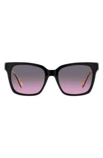 Kate Spade New York Harlow Gs 55mm Gradient Polarized Square Sunglasses In Black/grey Shaded Pink