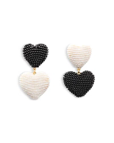 Kate Spade Gold-tone Black & White Beaded Mismatch Drop Earrings In Multi Neut